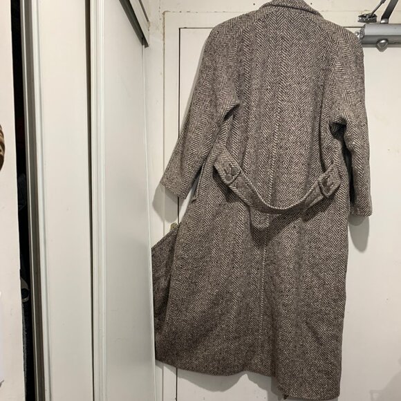 VINTAGE RAFFINATI TWEED DOUBLE BREAST TRENCH COATS SIZE M/L - Picture 9 of 11